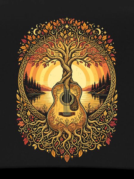 Akustikgitarre, Gitarre, Gitarrist, Musiker, Baum