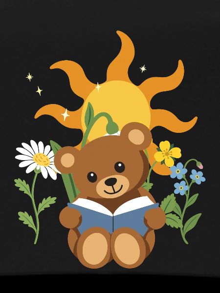 Teddy Blumen Kinder Lesen Design