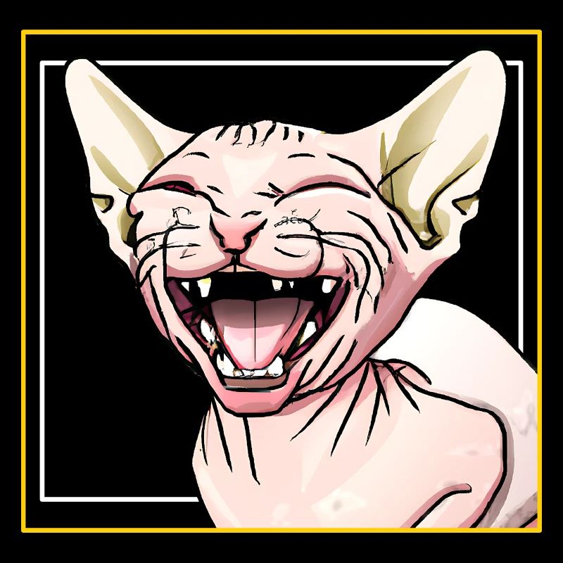 Le chat Sphynx rit