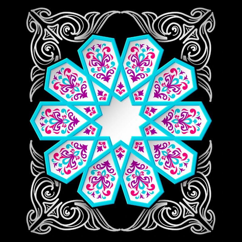 Persian ornament with silver décor in 3D style
