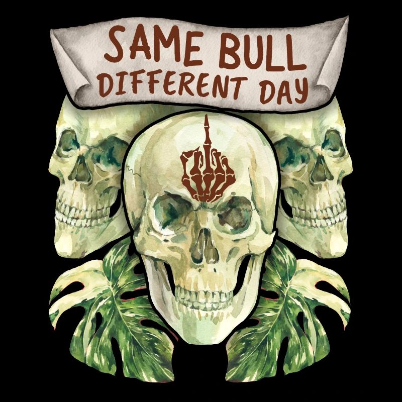 Skull, skull, funny saying, middle finger