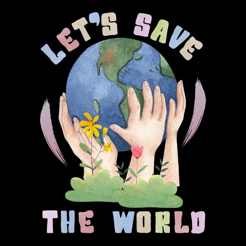 Environment Day, Kawaii Earth Saying Let's-save-the-world