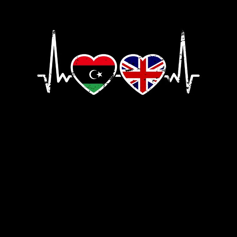 Libye Royaume-Uni Vintage Heartbeat drapeau libyen
