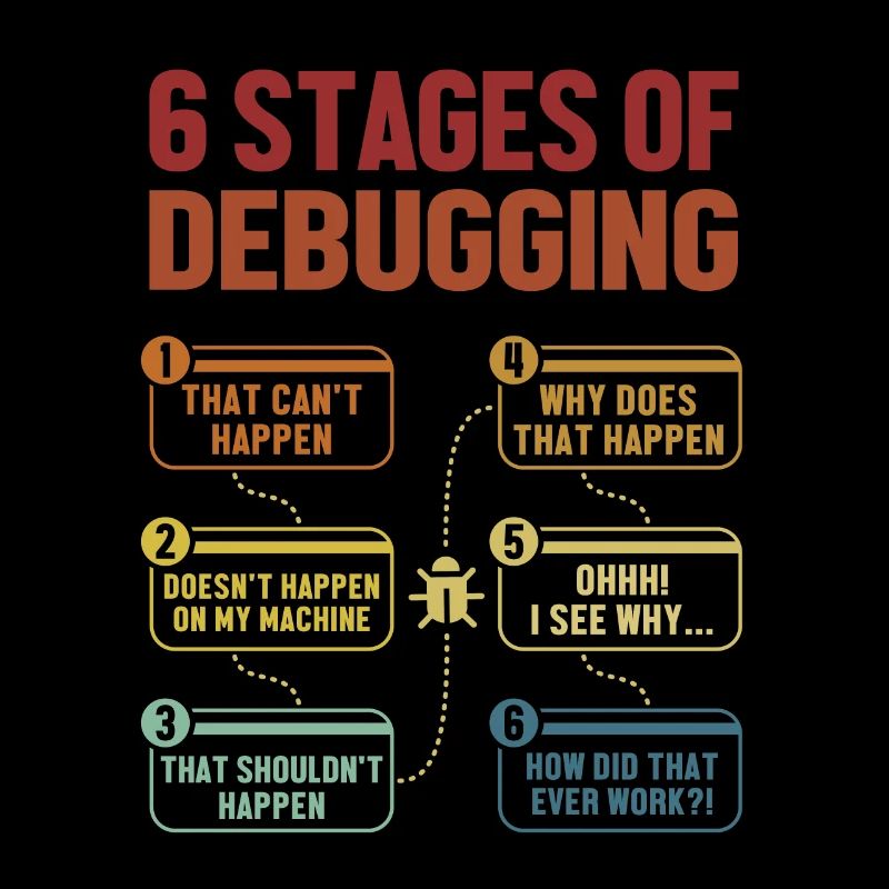 6 Stages of Debugging Softwareingenieur Coder