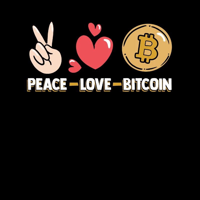 Peace Love Bitcoin Kryptowährung Blockchain