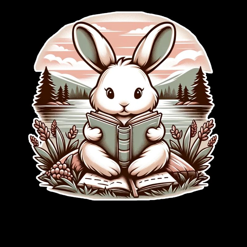 Rabbit Wilderness Book Illustration With Flower