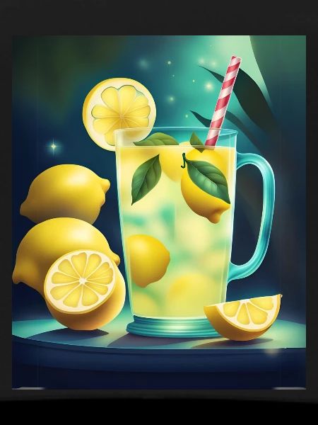 Glass jug of lemonade