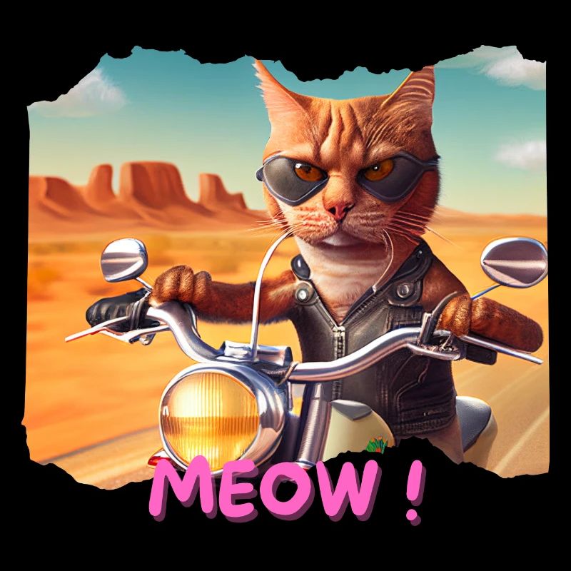 Coole Katze Auf Dem Motorrad In Der Wüste 3