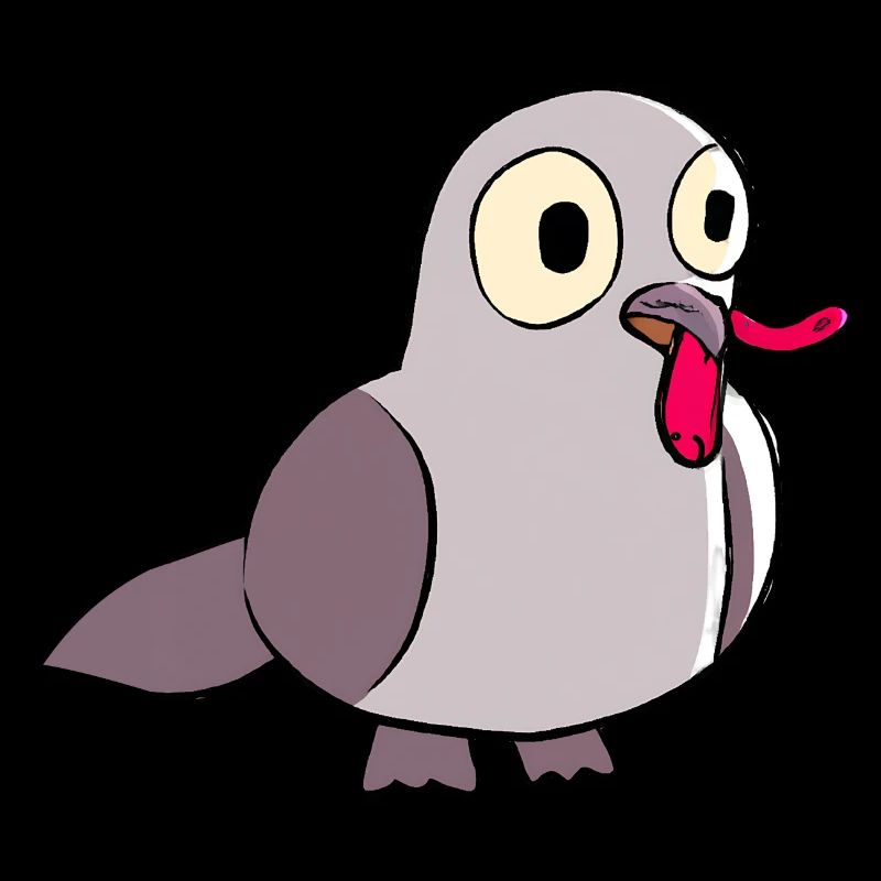 Pigeon eats a worm