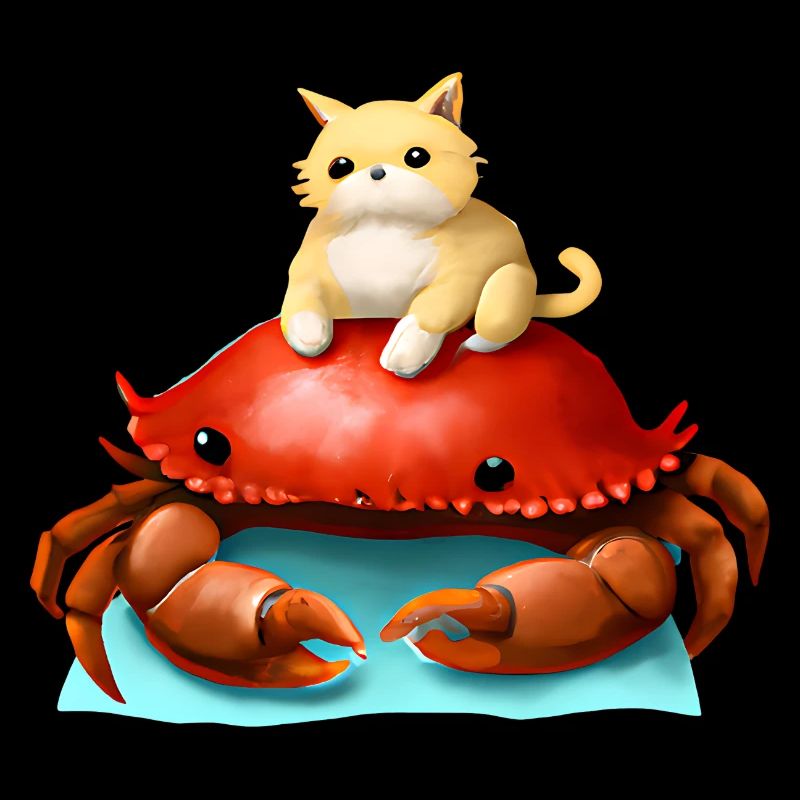 Bébé chat sur crabe