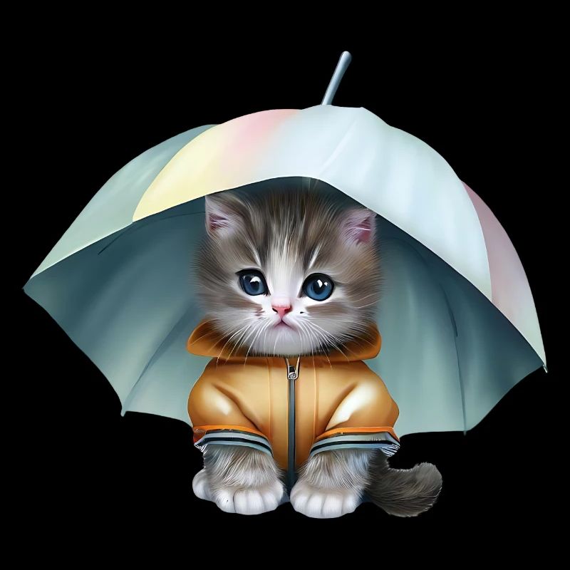 Chaton en imperméable