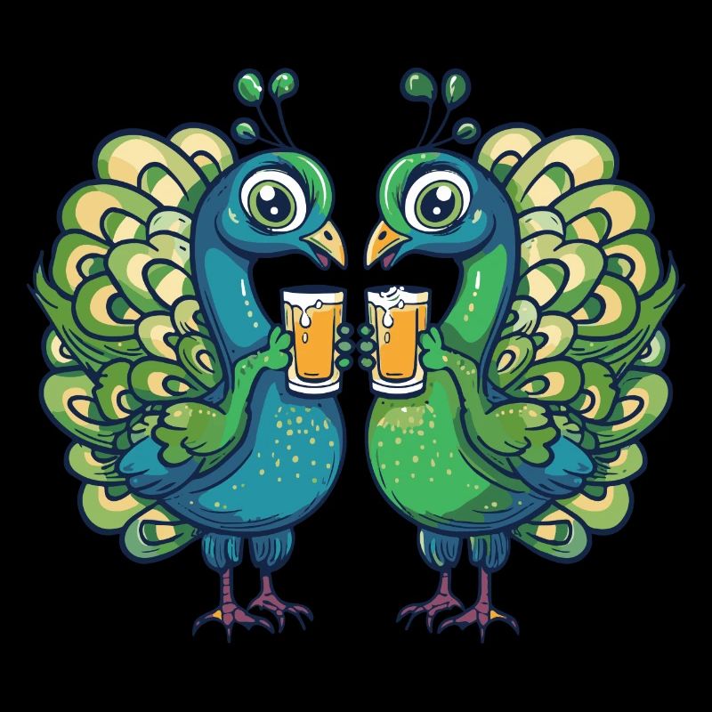 Peacock Bird Comic Beer Party Drink