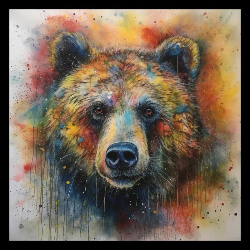 Modern & Colourful Grizzly Bear Wall Art by Bodhi