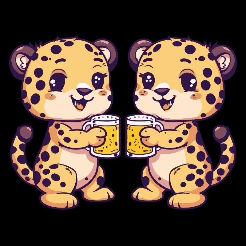 Leopard Comic Bier Lustig Saufen