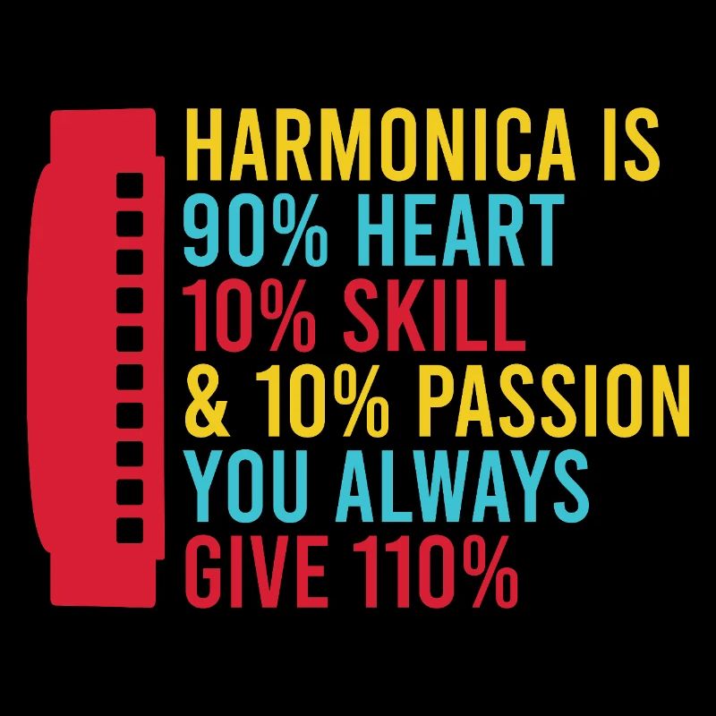 Funny Harmonica Player Heart Skill Passion