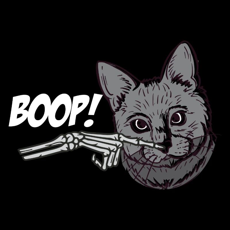 Squelette Main Chat Noir Spooky Halloween Grunge