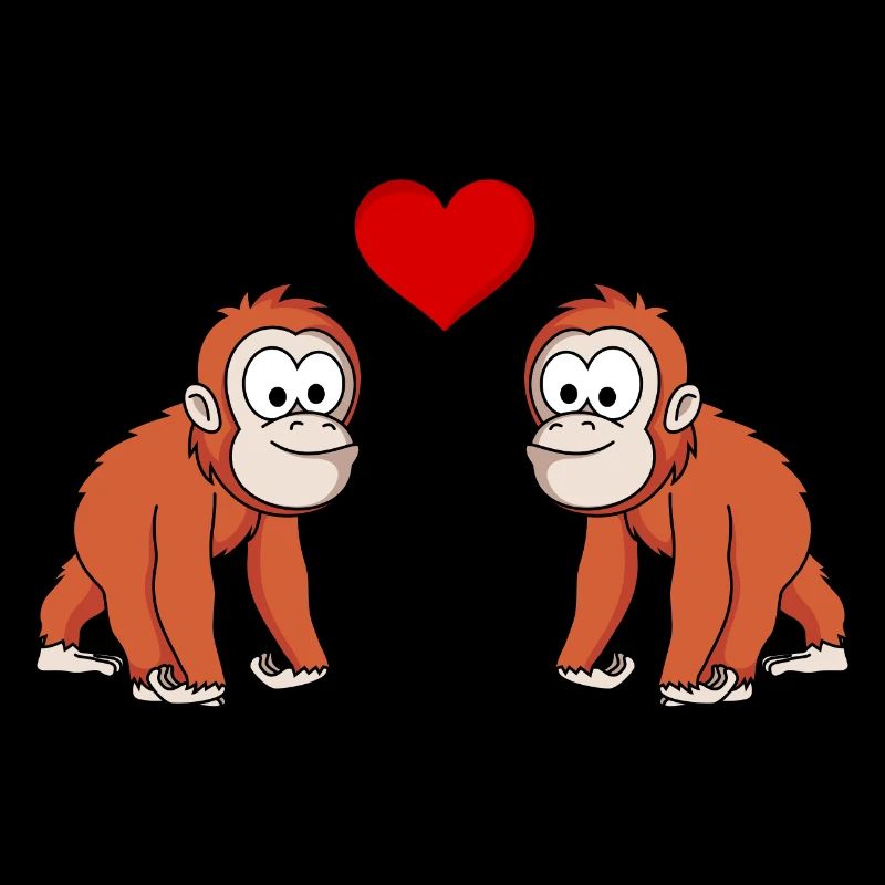 Orangutan monkey couple love