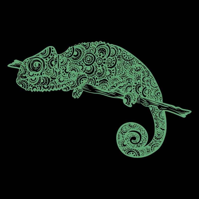 Caméléon Mandala Vert