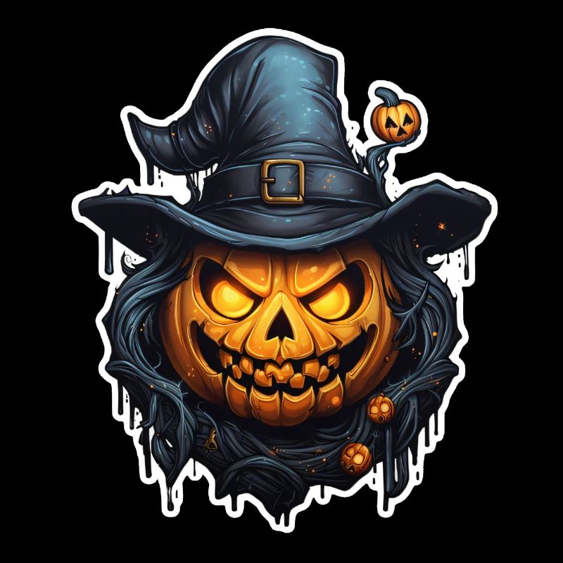 Halloween citrouille maléfique avec chapeau