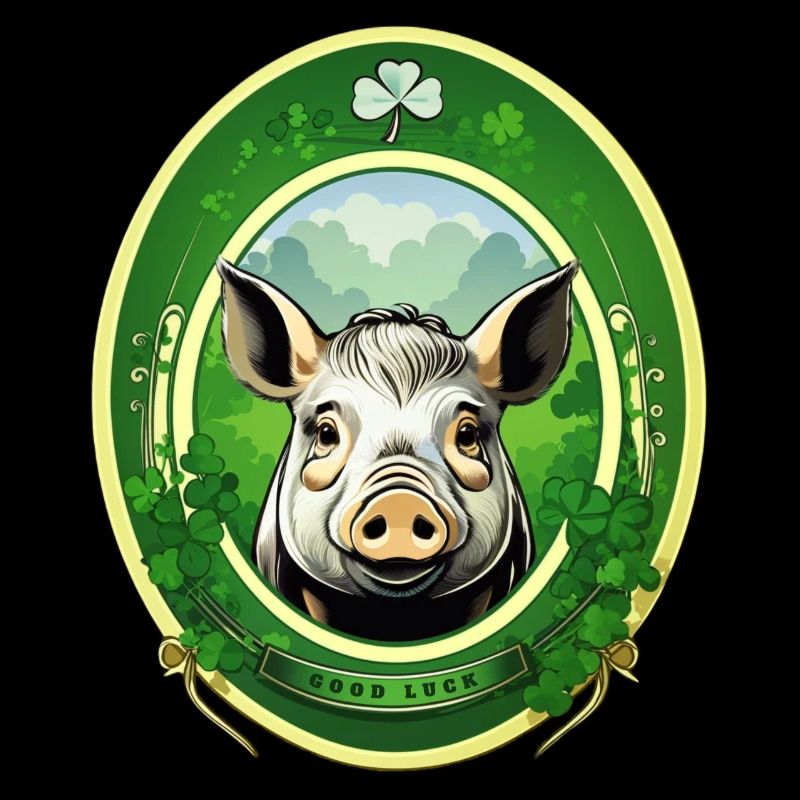 Cochon chanceux avec trèfles