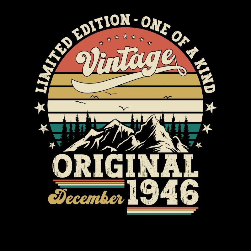 77e anniversaire Original Décembre Né 1946