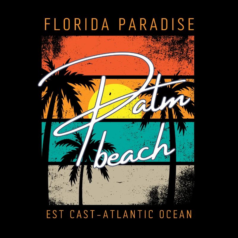 Palm trees beach Summer day