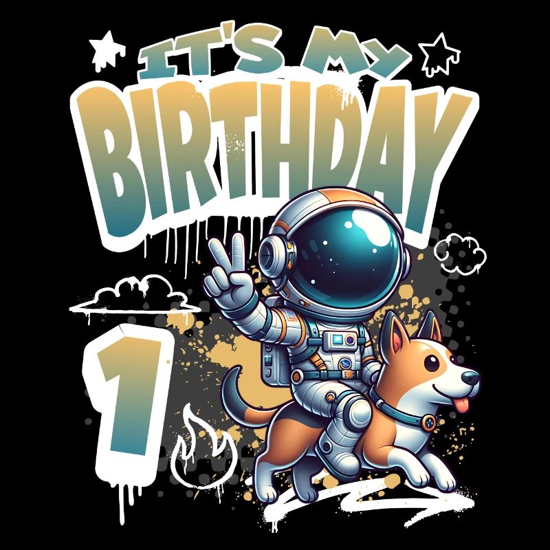 Astronaute 1er anniversaire Chien de l'espace drôle