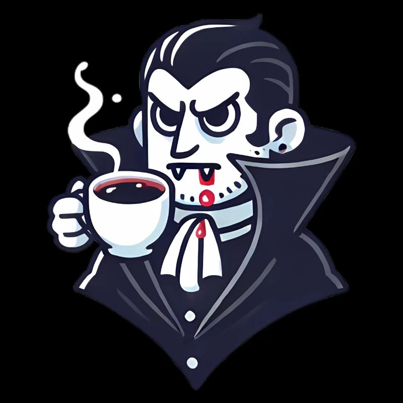 Dracula Coffee Time Cartoon Design