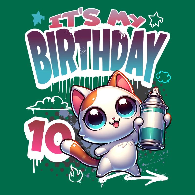 Graffiti de chat 10e anniversaire