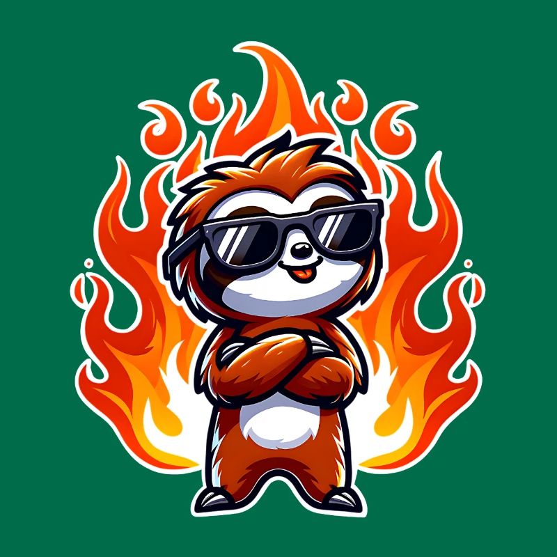 Sloth Cool Flames Fire