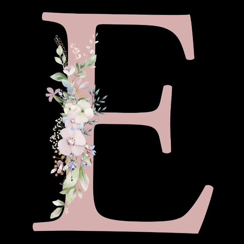 E Monogram, Floral, Customizable