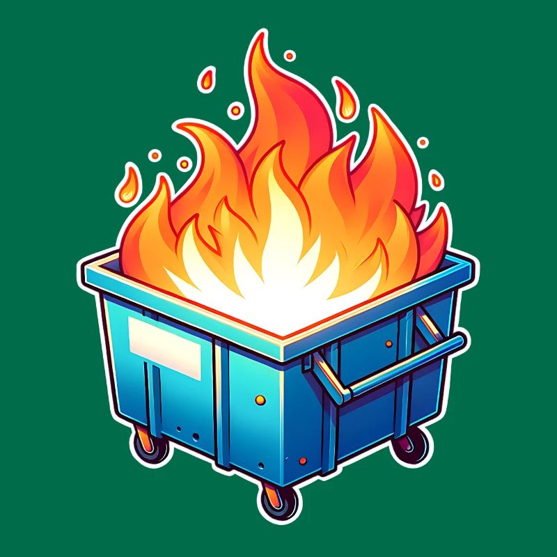 Burning garbage can