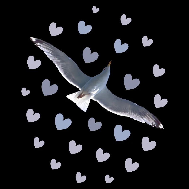 Illustration élégante d'un vol de mouette Cœurs de mouette