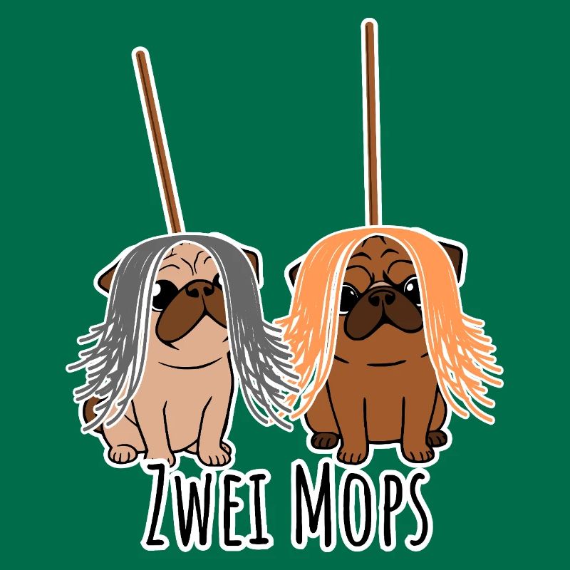 Zwei Mops - Hunde oder Putzgeräte? Hunde Humor?