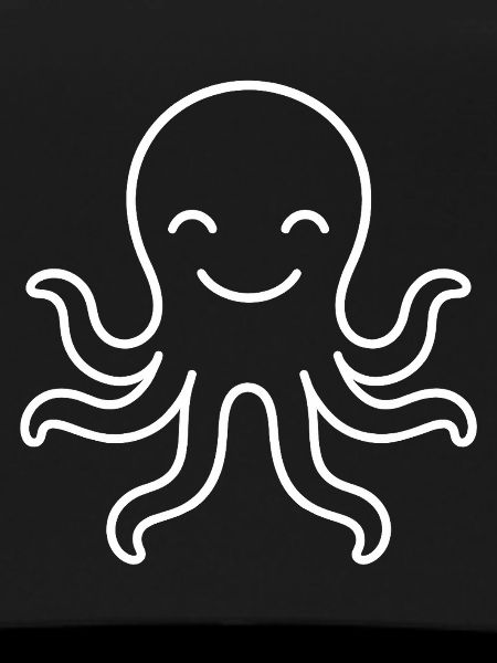 Kawaii Line Octopus Silhouette
