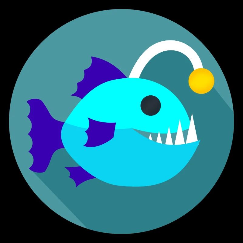 Lantern Fish Icon Frogfish Comic Symbol Fish