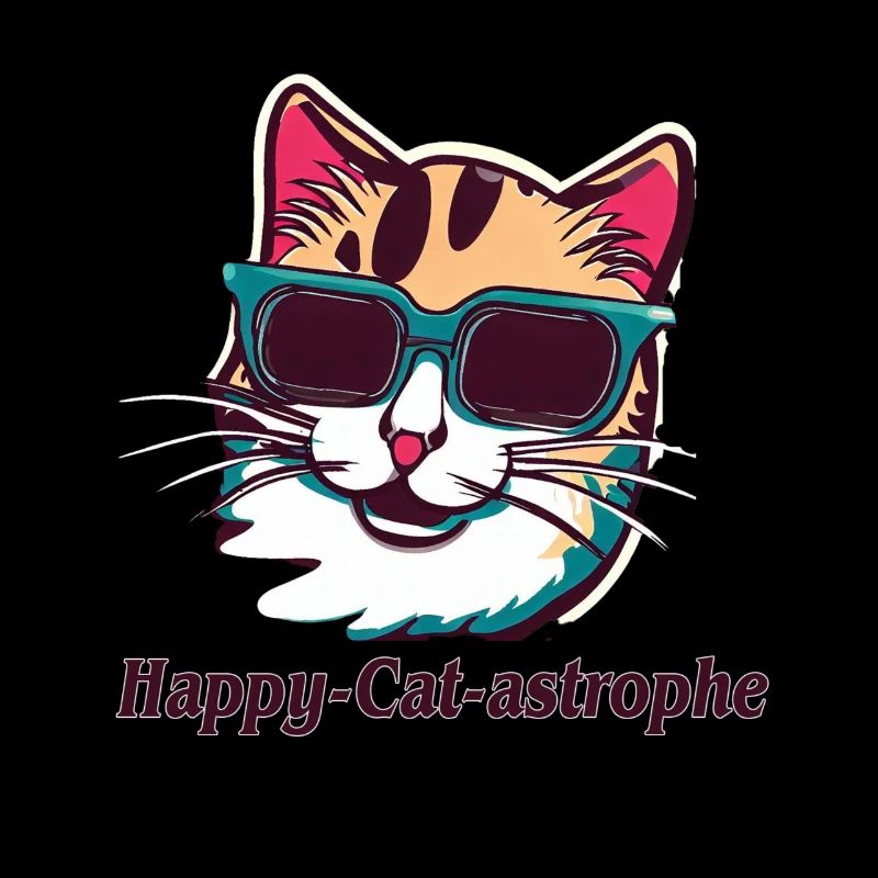 Lustige bunte Katzen-Tastrophe: Eine glückliche Vintage-Katze