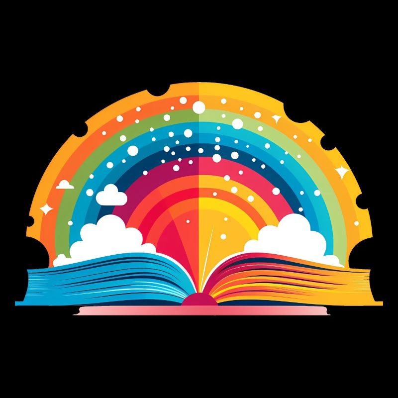 regenbogen buch mit wolken