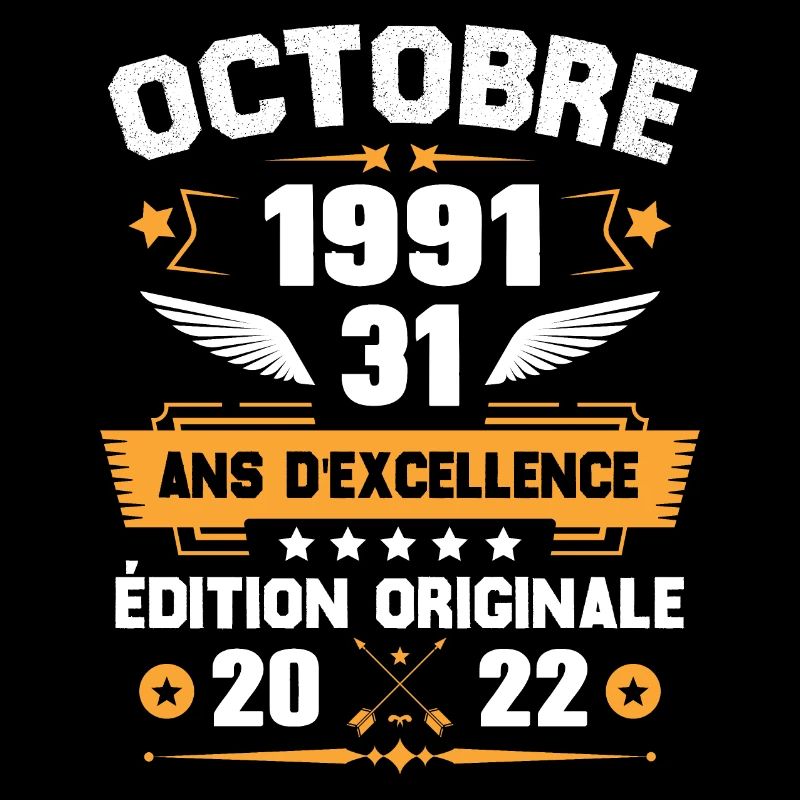 Octobre 1991 Idée cadeau d'anniversaire 31 ans