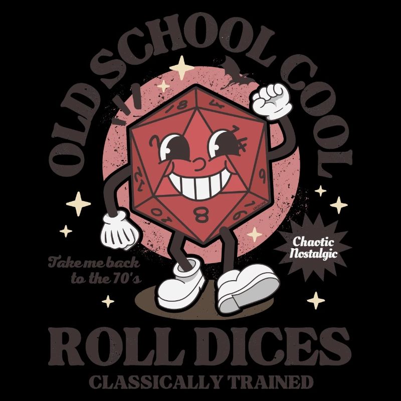 Dungeons - Old school roll dragons dices retro D20