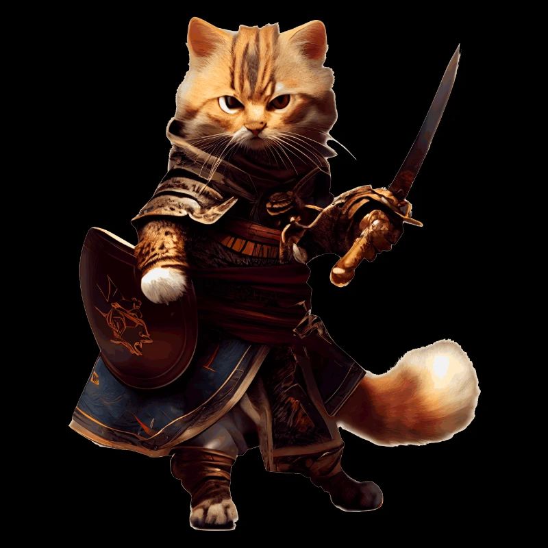 Chat avec manteau et épée comme un pirate courageux