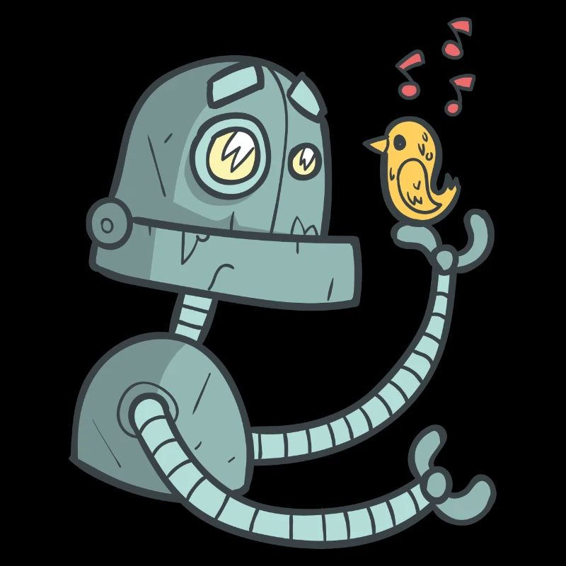 Roboter mit Vogel