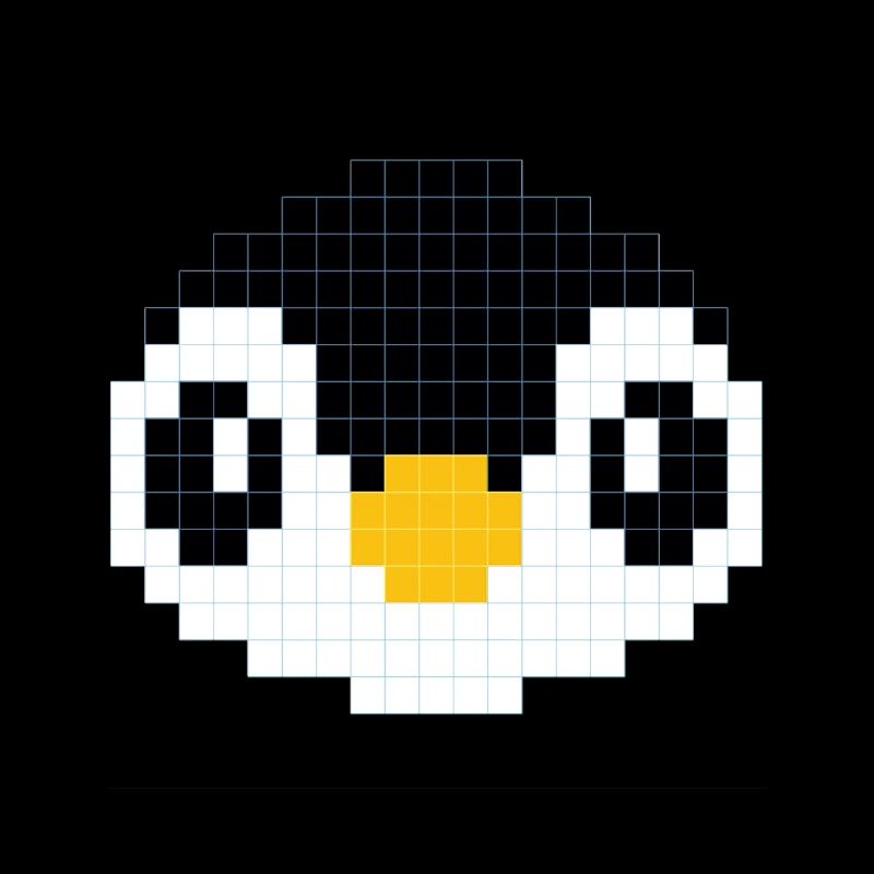 Tête de pingouin pixélisée