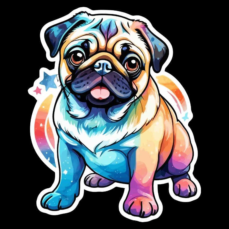Mops Wasserfarben