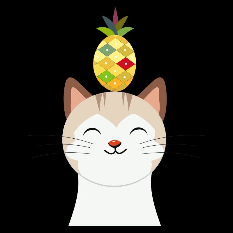 Chat joyeux avec ananas – Tropical Animal Design