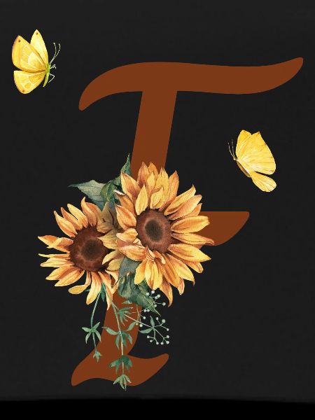 Letter f sunflower butterfly