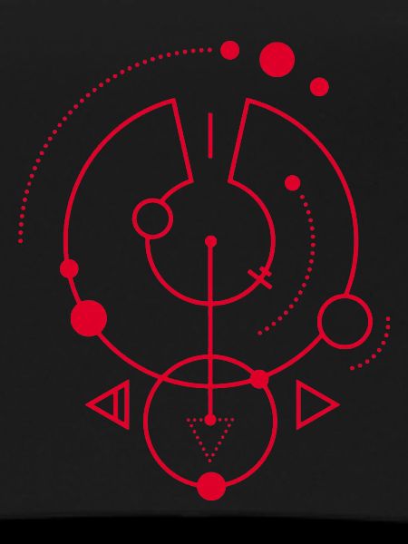 Red geometric symbol