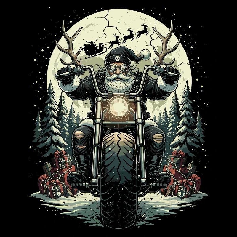 Lustiger Biker Weihnachtsmann Rock Motorrad