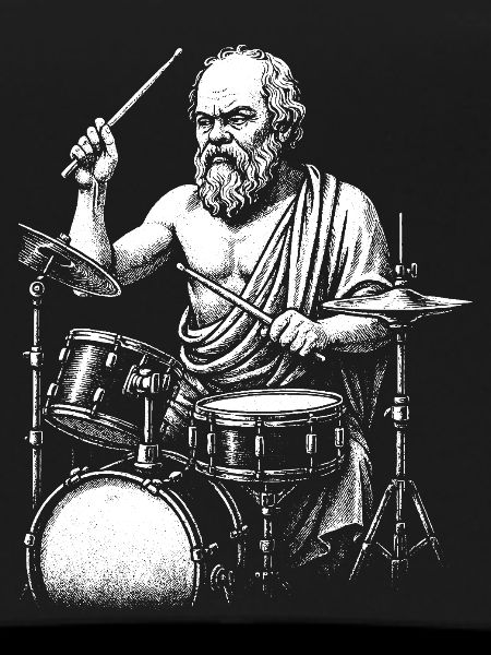 Ancient Greek Philosopher Socrates Drumming