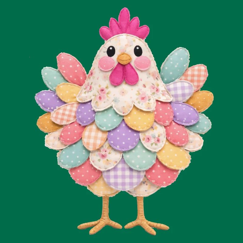 Cute Patchwork Hen Rustic Style